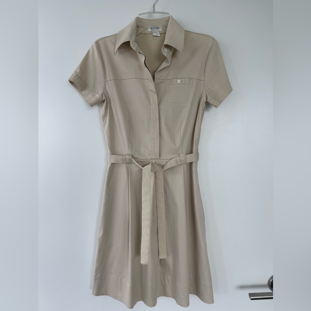 Barneys New York Tan A-Line Shirt Dress
